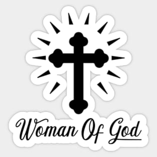 Woman Of God - Cross Bottony - Black - Christian Series 11B Sticker